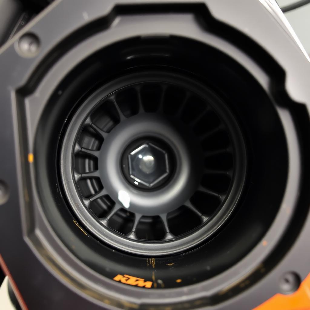 תקריב של קופסת אוויר KTM עם מסגרת מסנן וטבעת אטימה גרוסה