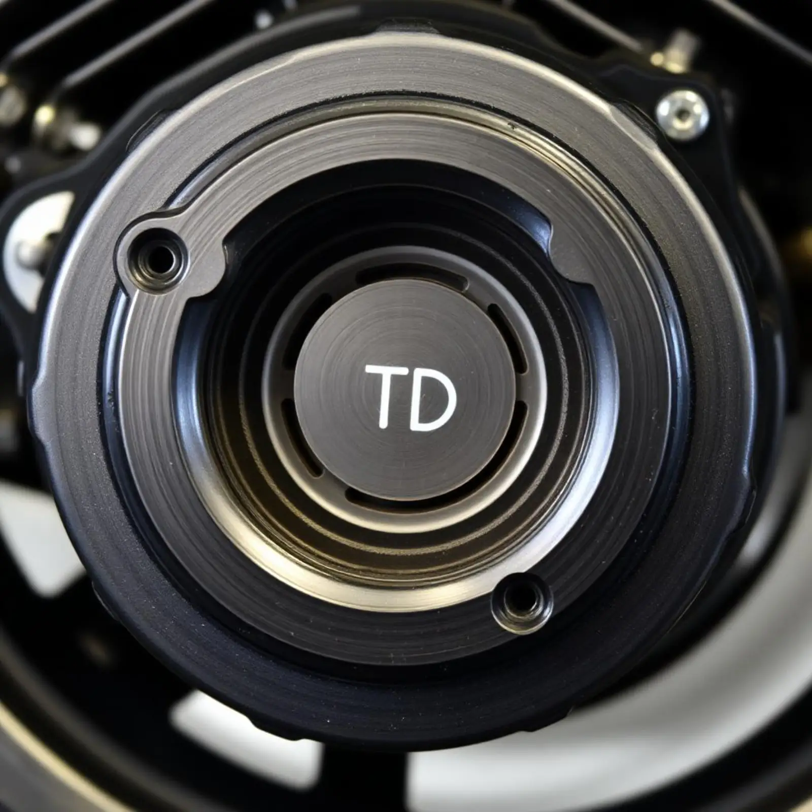 פקק אינספקציה של מנוע KTM פתוח עם סימן TDC מיושר על גלגל הגלילה